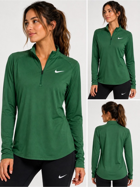 Nike Tops - Nike Women’s Running Green 1/4 Zip Long Sleeve Athletic Pullover sz M